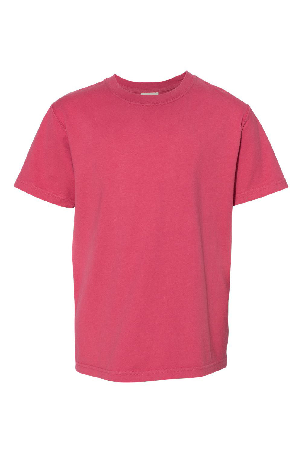 ComfortWash By Hanes GDH175 Youth Short Sleeve Crewneck T-Shirt Crimson Fall Flat Front