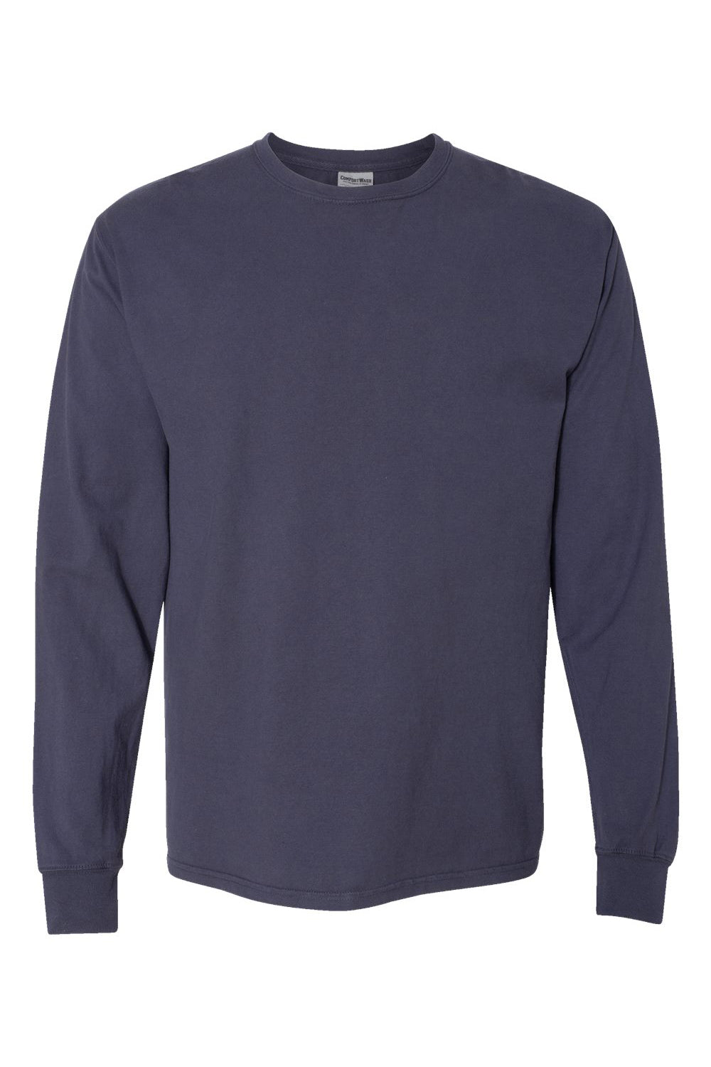 ComfortWash By Hanes GDH200 Mens Long Sleeve Crewneck T-Shirt Anchor Slate Blue Flat Front