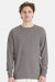 ComfortWash By Hanes GDH200 Mens Long Sleeve Crewneck T-Shirt Concrete Grey Model Front