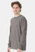 ComfortWash By Hanes GDH200 Mens Long Sleeve Crewneck T-Shirt Concrete Grey Model Side