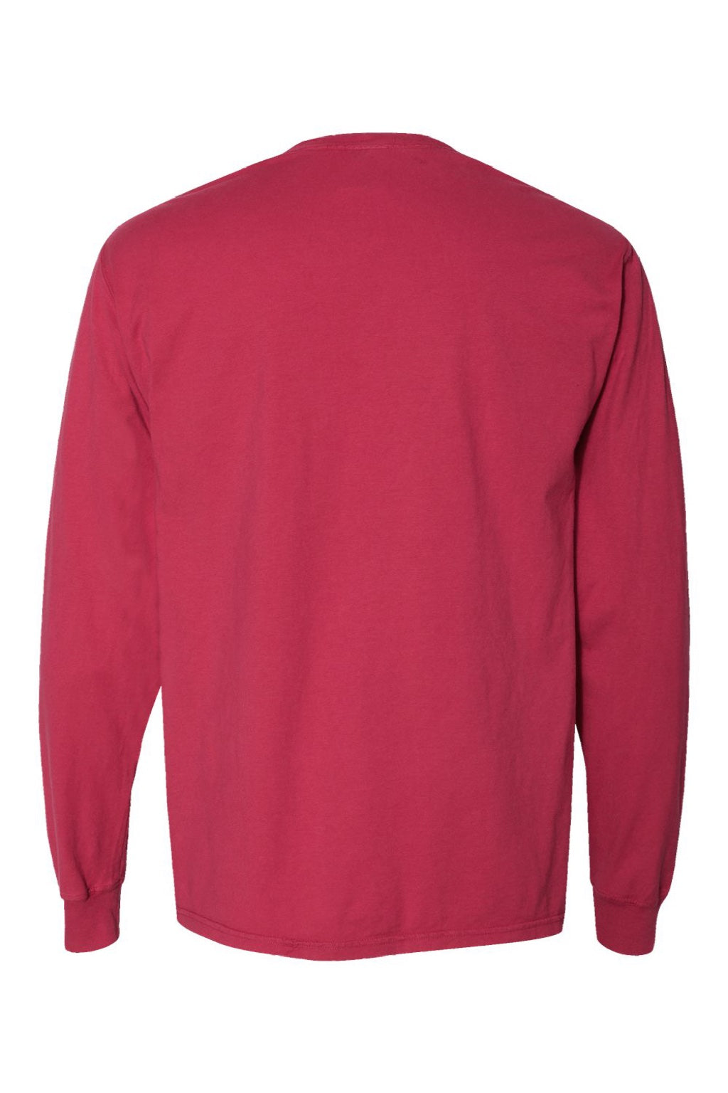 ComfortWash By Hanes GDH200 Mens Long Sleeve Crewneck T-Shirt Crimson Fall Red Flat Back