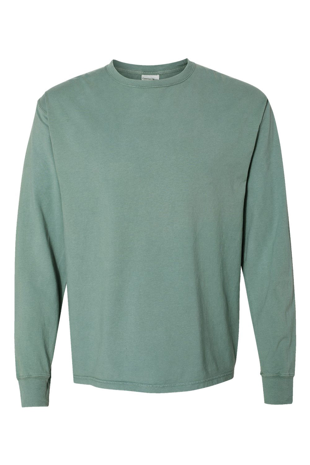 ComfortWash By Hanes GDH200 Mens Long Sleeve Crewneck T-Shirt Cypress Green Flat Front