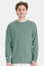 ComfortWash By Hanes GDH200 Mens Long Sleeve Crewneck T-Shirt Cypress Green Model Front