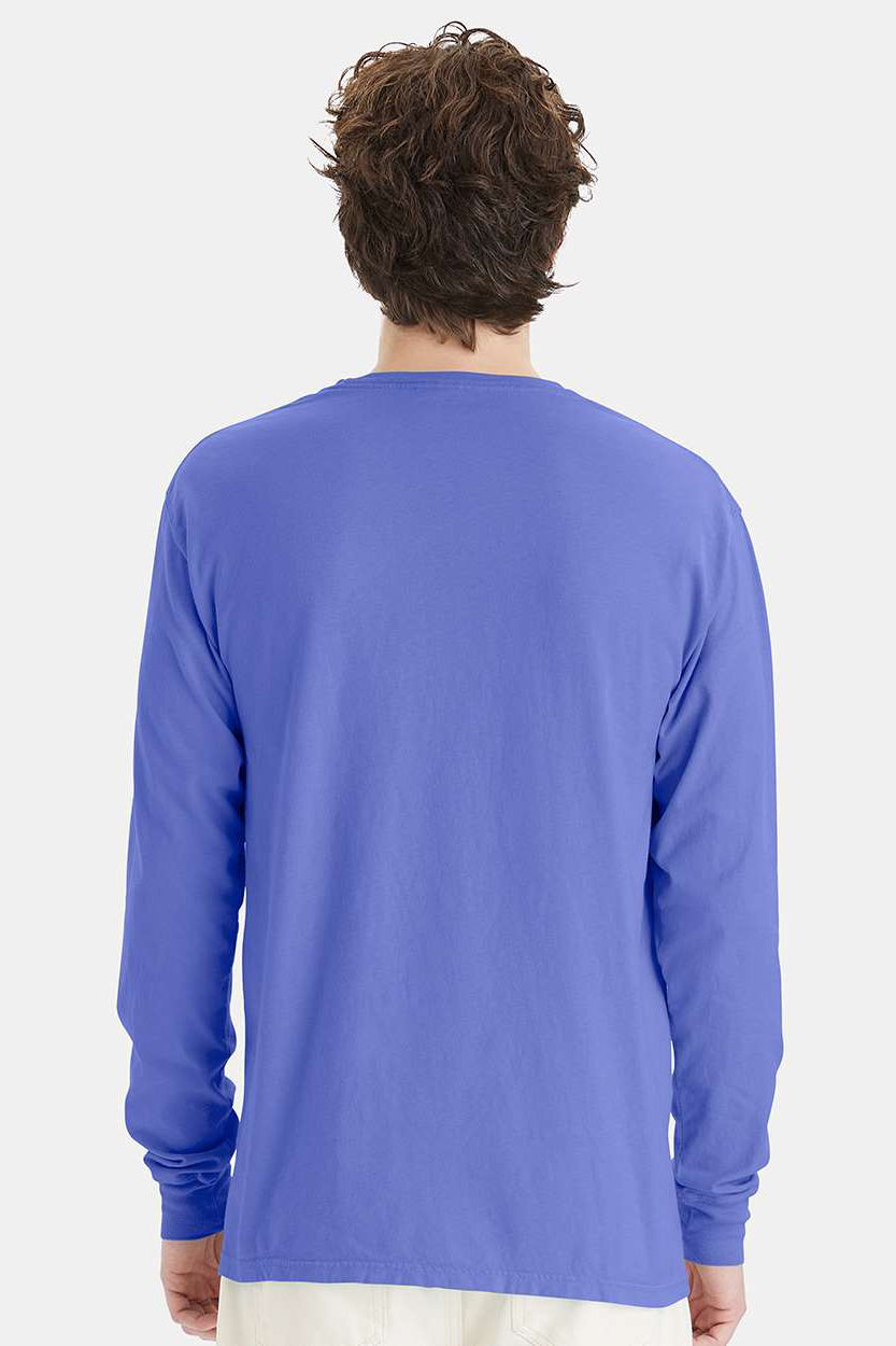 ComfortWash By Hanes GDH200 Mens Long Sleeve Crewneck T-Shirt Deep Forte Purple Model Back