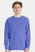 ComfortWash By Hanes GDH200 Mens Long Sleeve Crewneck T-Shirt Deep Forte Purple Model Front