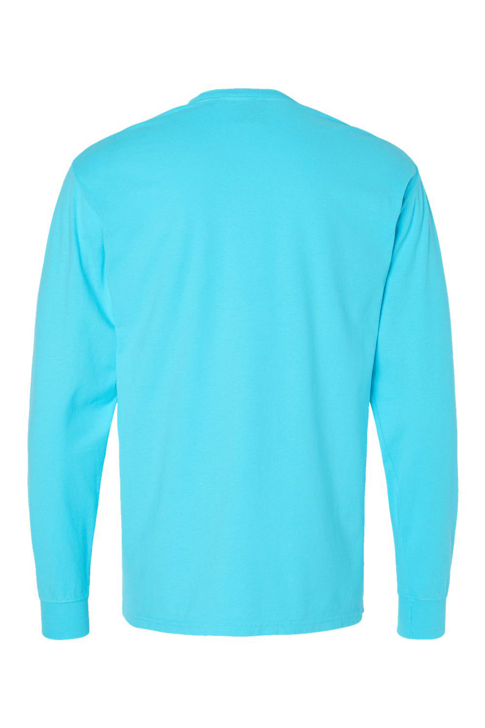 ComfortWash By Hanes GDH200 Mens Long Sleeve Crewneck T-Shirt Freshwater Blue Flat Back