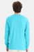 ComfortWash By Hanes GDH200 Mens Long Sleeve Crewneck T-Shirt Freshwater Blue Model Back