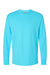 ComfortWash By Hanes GDH200 Mens Long Sleeve Crewneck T-Shirt Freshwater Blue Flat Front