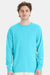 ComfortWash By Hanes GDH200 Mens Long Sleeve Crewneck T-Shirt Freshwater Blue Model Front