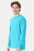 ComfortWash By Hanes GDH200 Mens Long Sleeve Crewneck T-Shirt Freshwater Blue Model Side