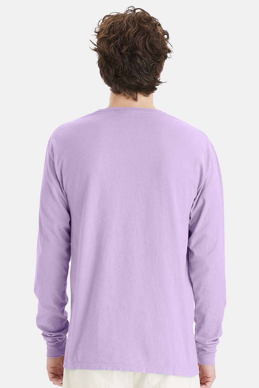 ComfortWash By Hanes GDH200 Mens Long Sleeve Crewneck T-Shirt Future Lavender Purple Model Back