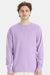 ComfortWash By Hanes GDH200 Mens Long Sleeve Crewneck T-Shirt Future Lavender Purple Model Front