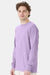 ComfortWash By Hanes GDH200 Mens Long Sleeve Crewneck T-Shirt Future Lavender Purple Model Side