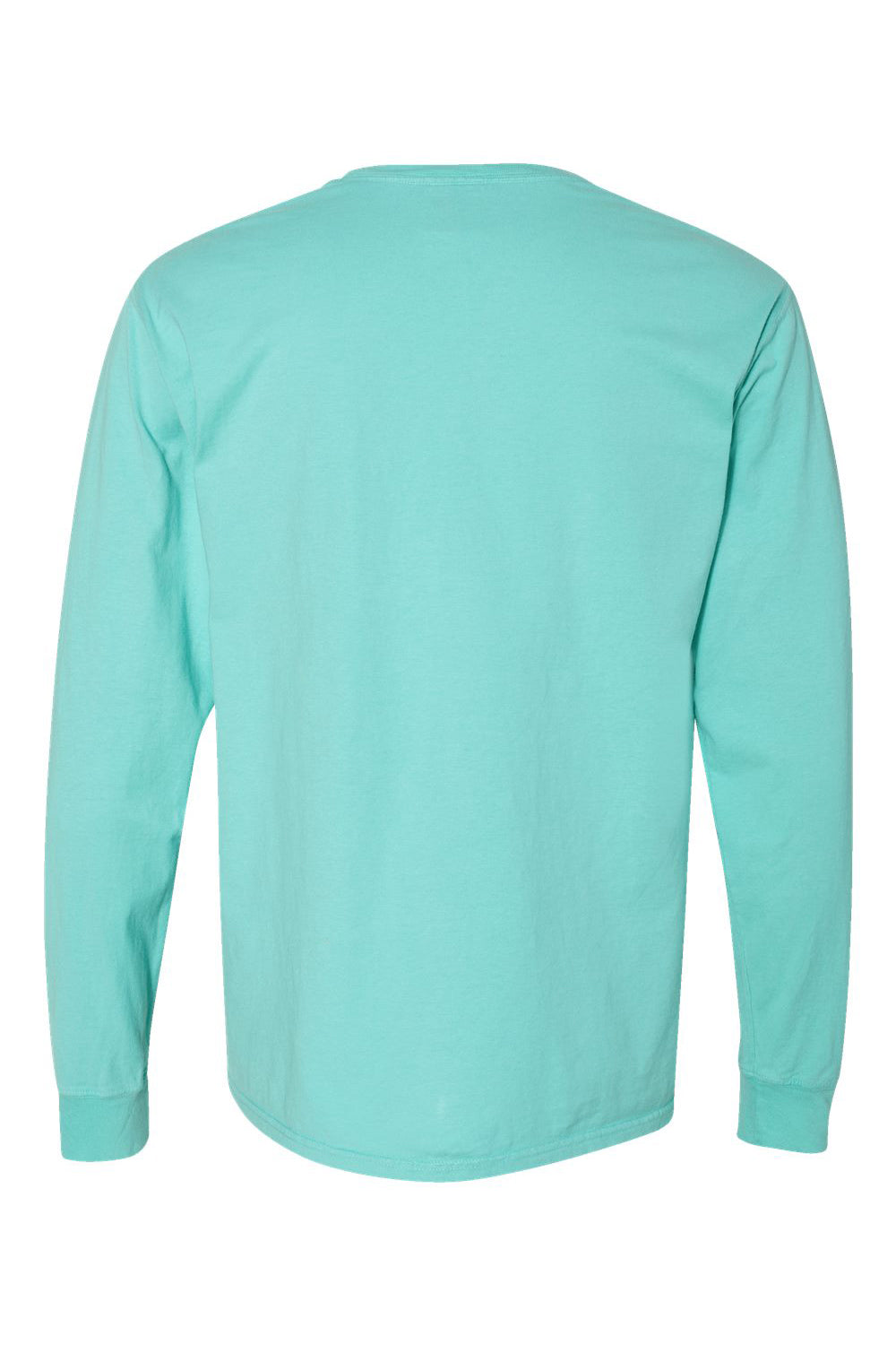 ComfortWash By Hanes GDH200 Mens Long Sleeve Crewneck T-Shirt Mint Green Flat Back