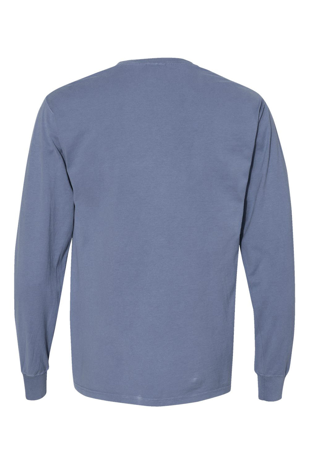 ComfortWash By Hanes GDH200 Mens Long Sleeve Crewneck T-Shirt Saltwater Blue Flat Back