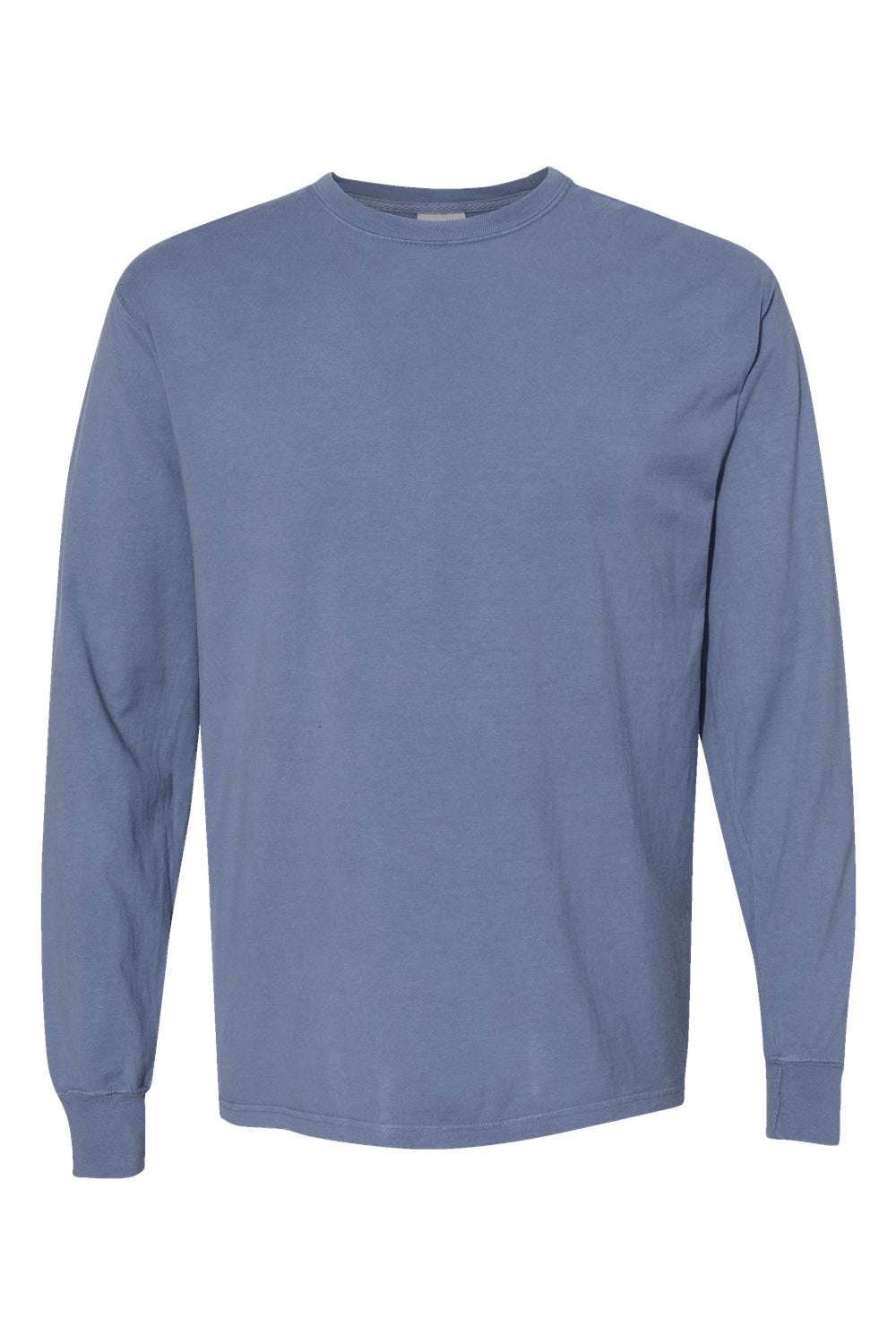ComfortWash By Hanes GDH200 Mens Long Sleeve Crewneck T-Shirt Saltwater Blue Flat Front