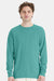 ComfortWash By Hanes GDH200 Mens Long Sleeve Crewneck T-Shirt Spanish Moss Green Model Front