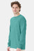 ComfortWash By Hanes GDH200 Mens Long Sleeve Crewneck T-Shirt Spanish Moss Green Model Side