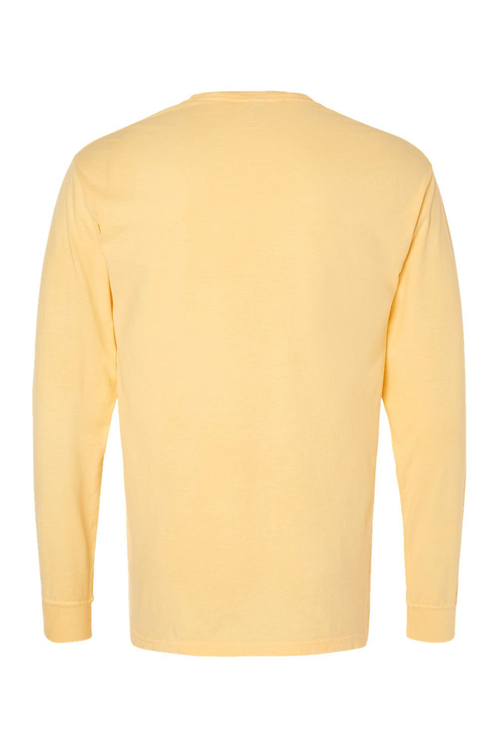 ComfortWash By Hanes GDH200 Mens Long Sleeve Crewneck T-Shirt Summer Squash Yellow Flat Back
