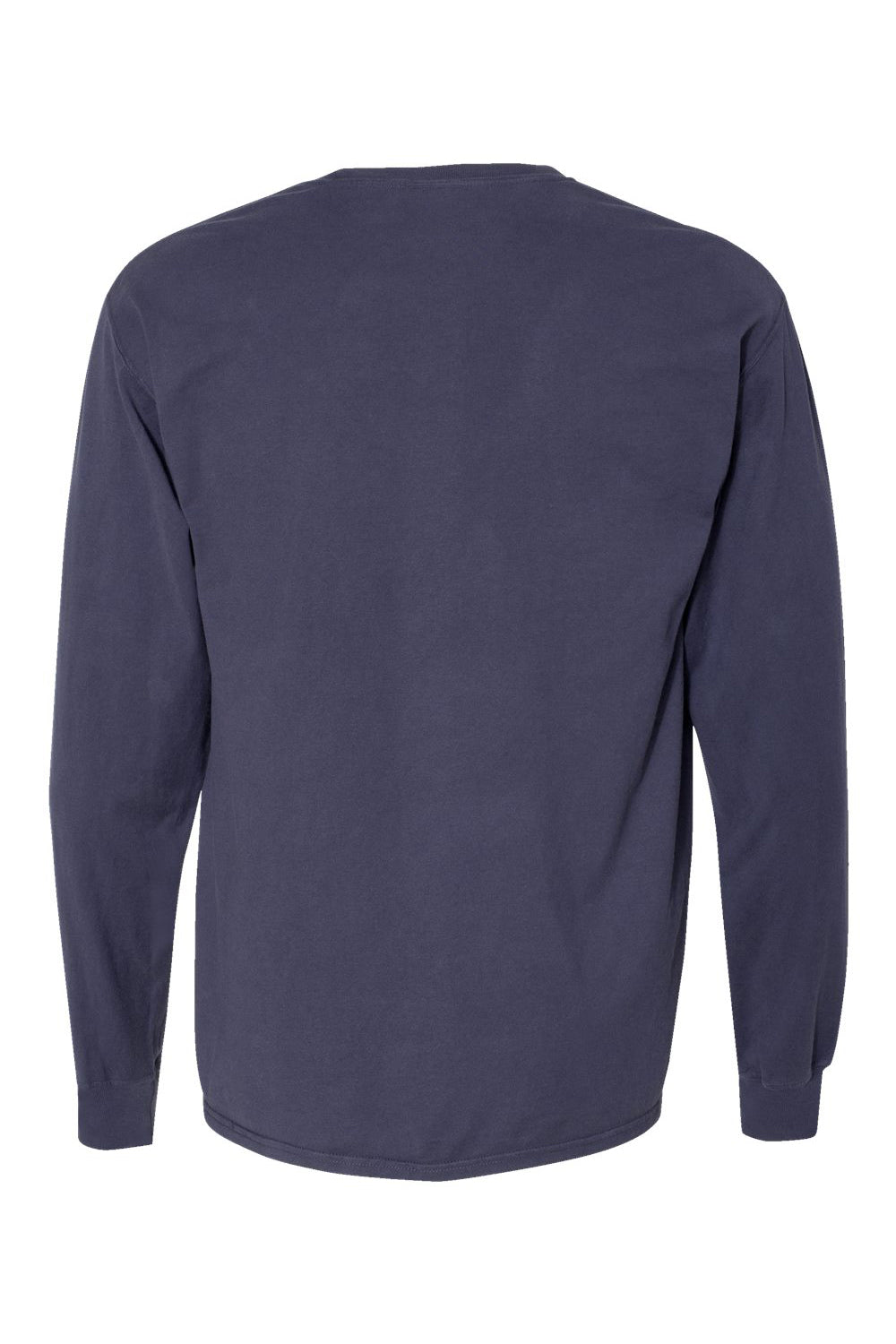 ComfortWash By Hanes GDH250 Mens Long Sleeve Crewneck T-Shirt w/ Pocket Anchor Slate Blue Flat Back