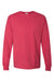 ComfortWash By Hanes GDH250 Mens Long Sleeve Crewneck T-Shirt w/ Pocket Crimson Fall Flat Front