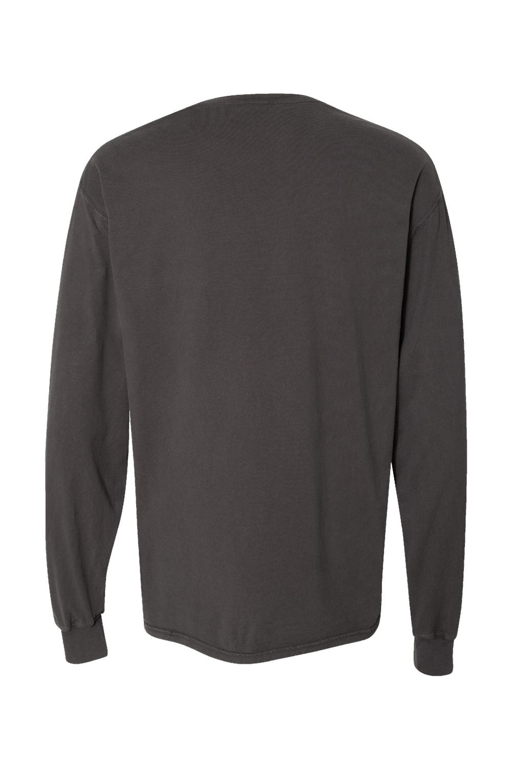 ComfortWash By Hanes GDH250 Mens Long Sleeve Crewneck T-Shirt w/ Pocket Railroad Grey Flat Back