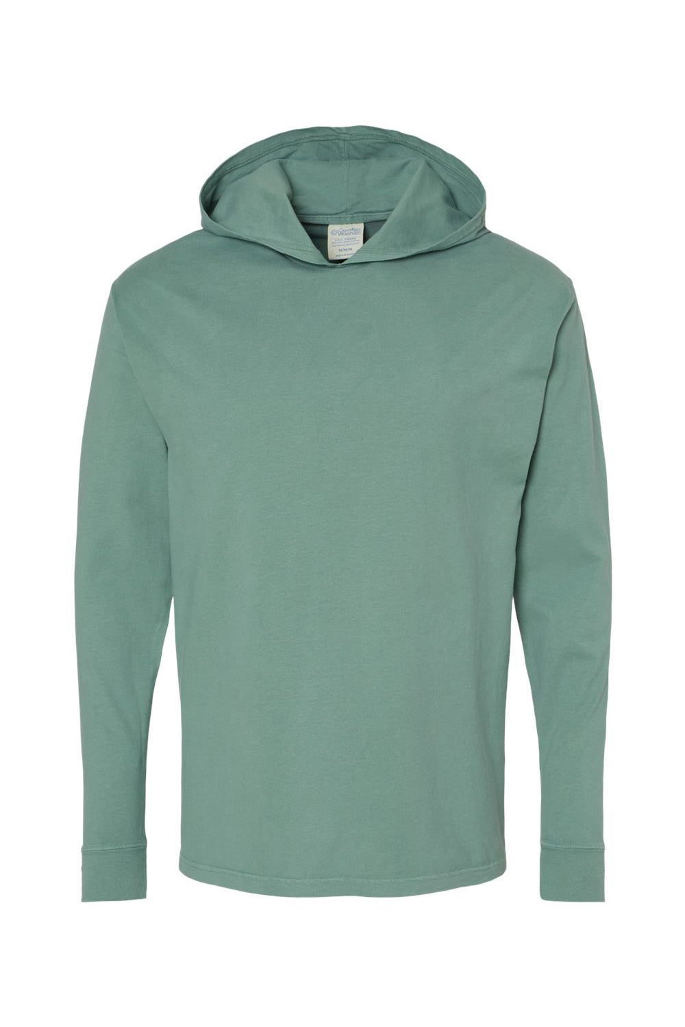 ComfortWash By Hanes GDH280 Mens Jersey Long Sleeve Hooded T-Shirt Hoodie Cypress Green Flat Front