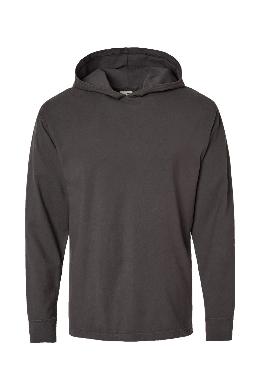 ComfortWash By Hanes GDH280 Mens Jersey Long Sleeve Hooded T-Shirt Hoodie Railroad Grey Flat Front