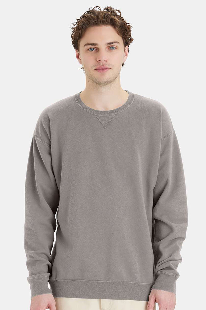 ComfortWash By Hanes GDH400 Mens Concrete Grey Crewneck Sweatshirt
