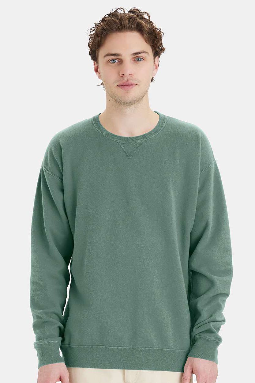 ComfortWash By Hanes GDH400 Mens Crewneck Sweatshirt Cypress Green Model Front