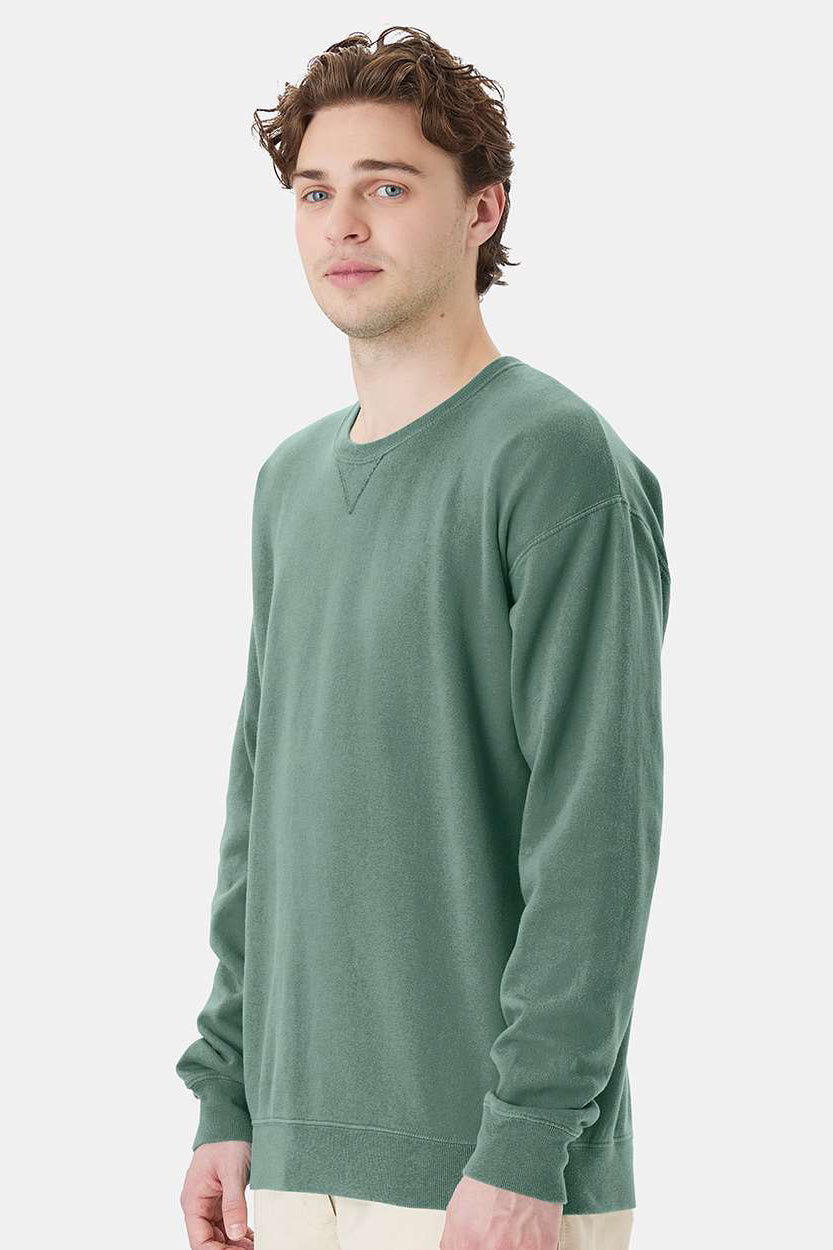 ComfortWash By Hanes GDH400 Mens Crewneck Sweatshirt Cypress Green Model Side