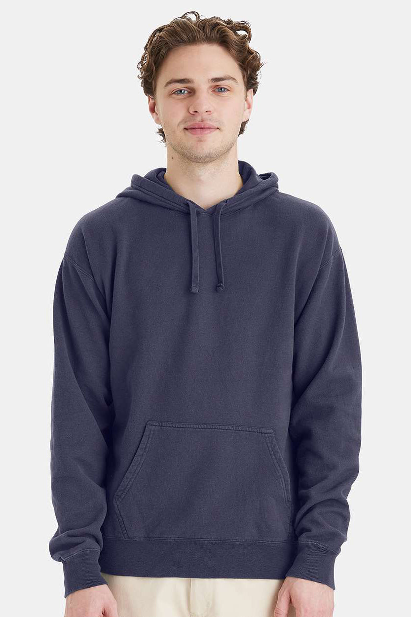 ComfortWash By Hanes GDH450 Mens Hooded Sweatshirt Hoodie w/ Pouch Pocket Anchor Slate Blue Model Front
