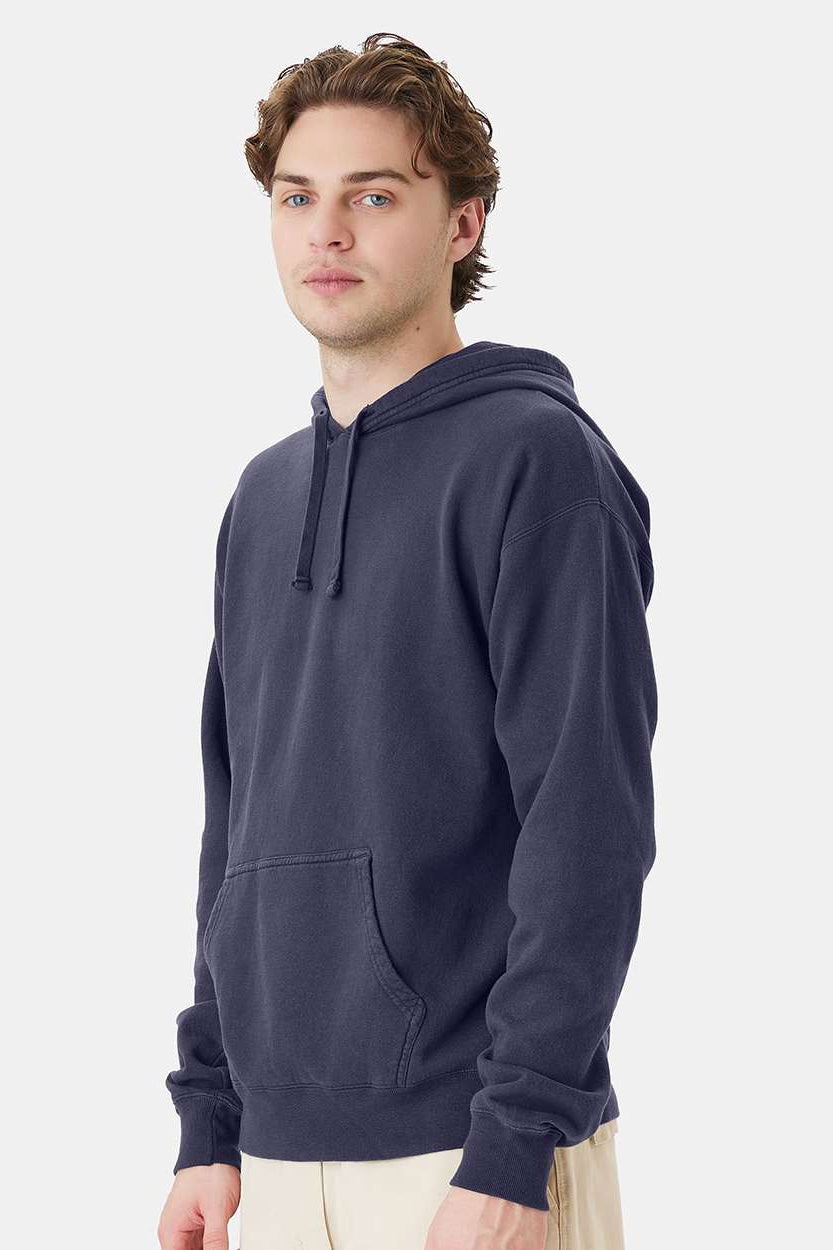 ComfortWash By Hanes GDH450 Mens Hooded Sweatshirt Hoodie w/ Pouch Pocket Anchor Slate Blue Model Side