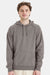 ComfortWash By Hanes GDH450 Mens Hooded Sweatshirt Hoodie w/ Pouch Pocket Concrete Grey Model Front