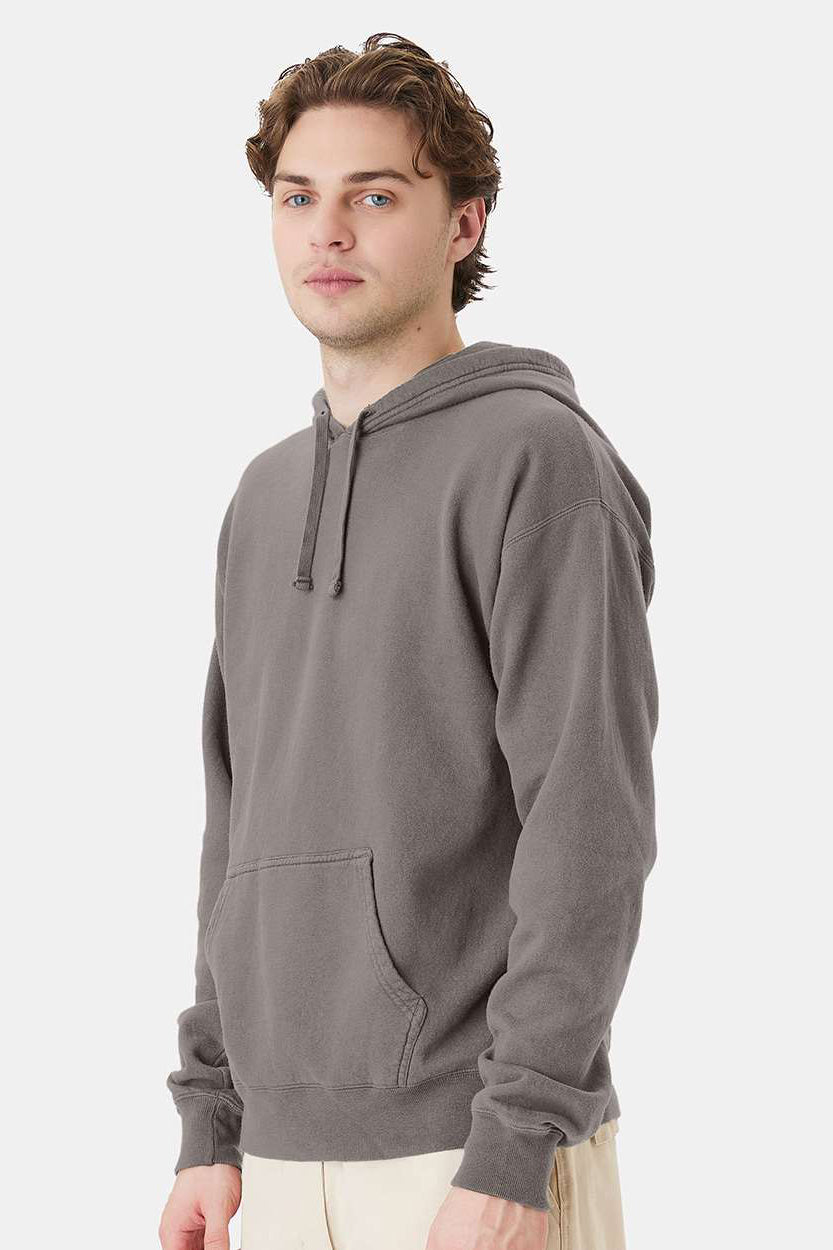 ComfortWash By Hanes GDH450 Mens Hooded Sweatshirt Hoodie w/ Pouch Pocket Concrete Grey Model Side