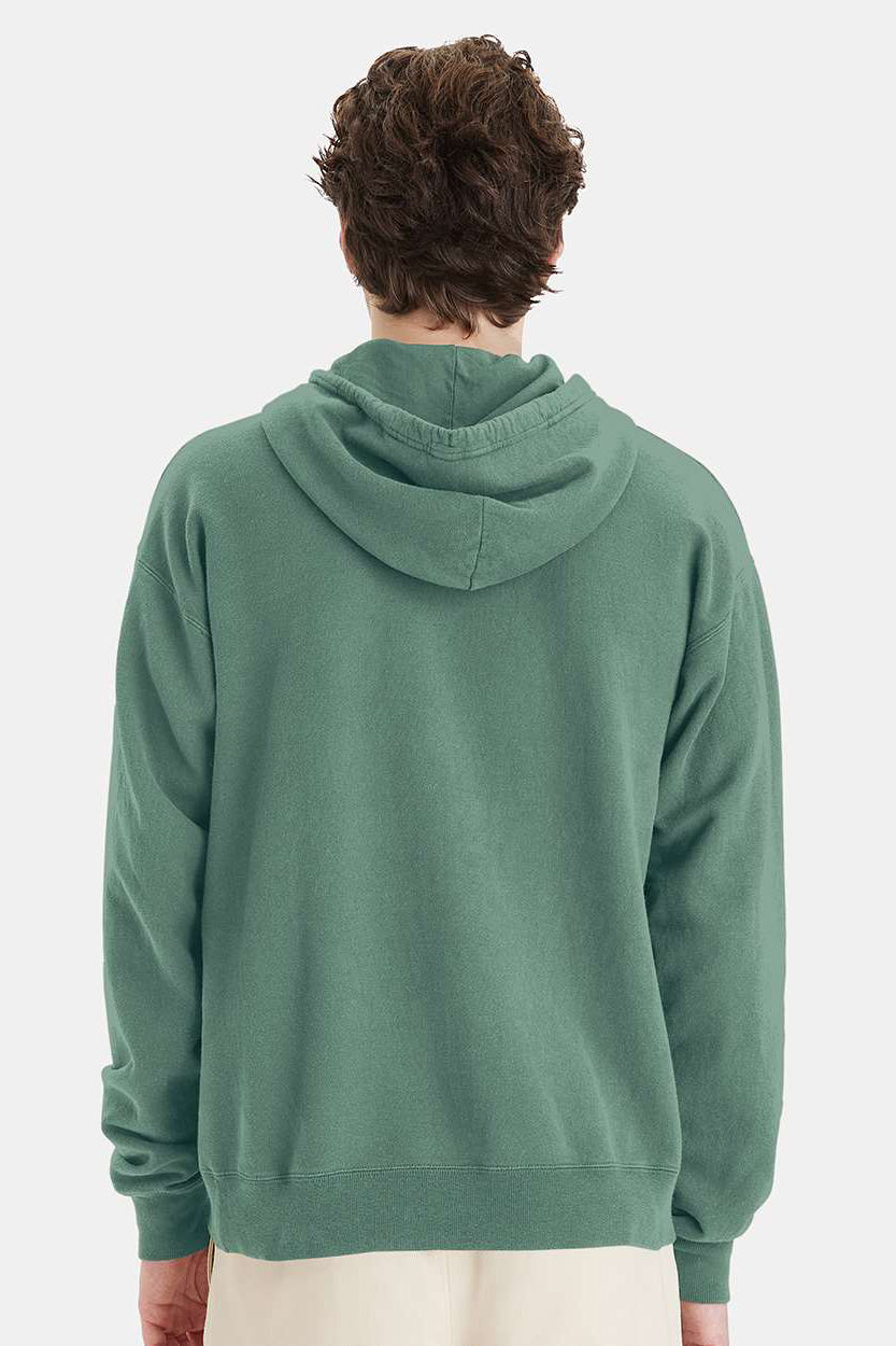 ComfortWash By Hanes GDH450 Mens Hooded Sweatshirt Hoodie w/ Pouch Pocket Cypress Green Model Back