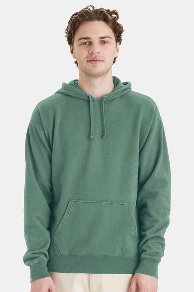 ComfortWash By Hanes GDH450 Mens Hooded Sweatshirt Hoodie w/ Pouch Pocket Cypress Green Model Front
