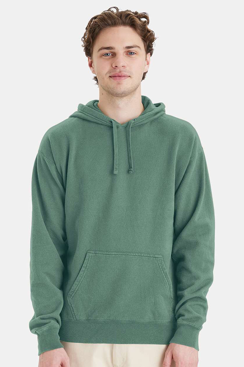 ComfortWash By Hanes GDH450 Mens Hooded Sweatshirt Hoodie w/ Pouch Pocket Cypress Green Model Front