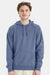 ComfortWash By Hanes GDH450 Mens Hooded Sweatshirt Hoodie w/ Pouch Pocket Saltwater Blue Model Front