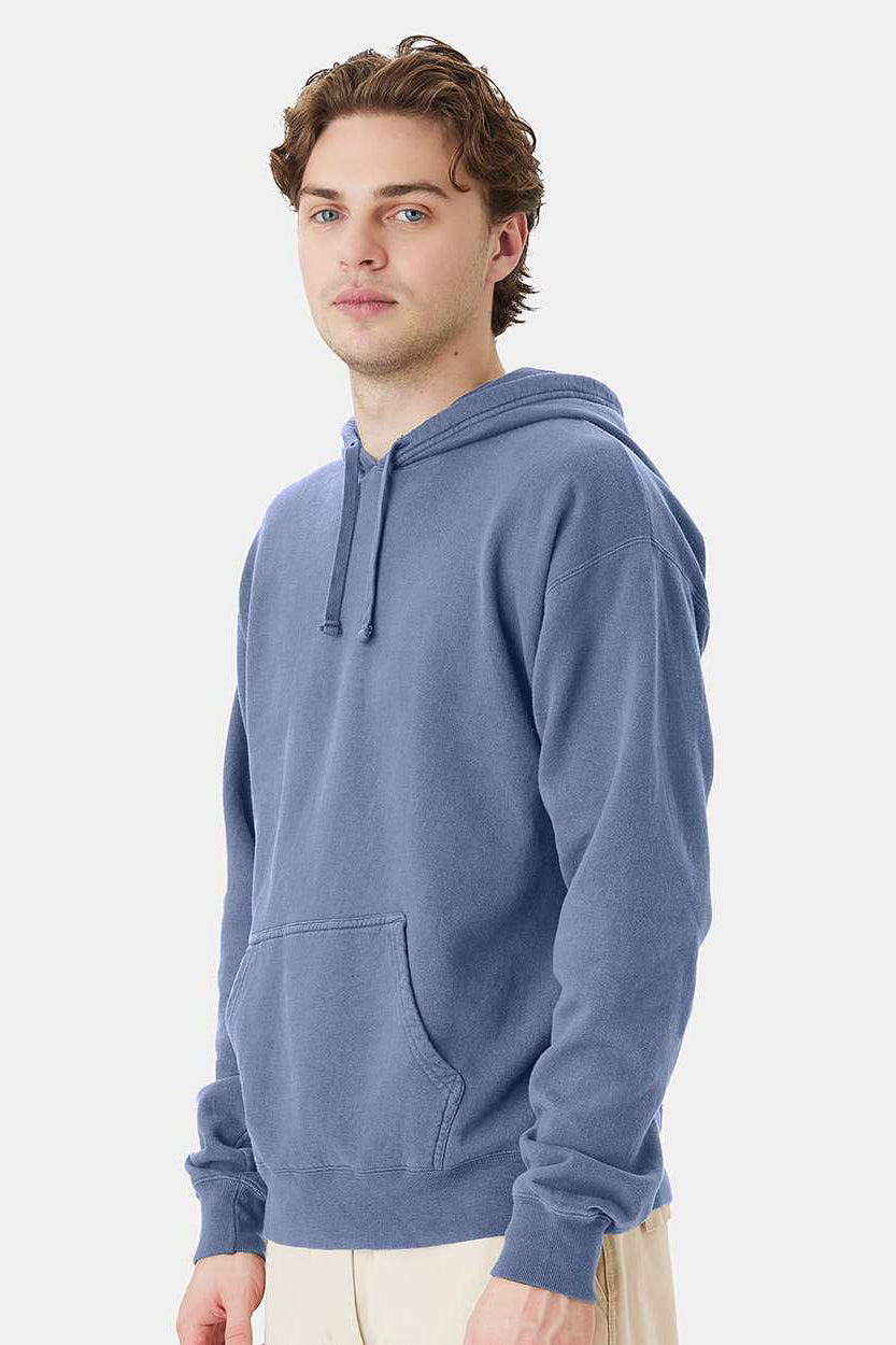 ComfortWash By Hanes GDH450 Mens Hooded Sweatshirt Hoodie w/ Pouch Pocket Saltwater Blue Model Side