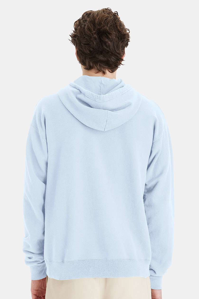 ComfortWash By Hanes GDH450 Mens Hooded Sweatshirt Hoodie w/ Pouch Pocket Soothing Blue Model Back