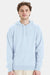 ComfortWash By Hanes GDH450 Mens Hooded Sweatshirt Hoodie w/ Pouch Pocket Soothing Blue Model Front