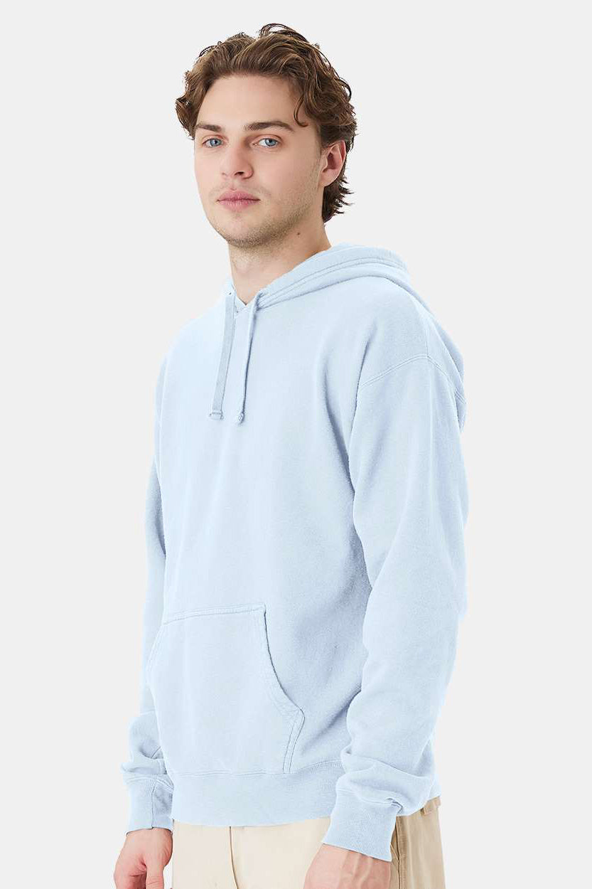 ComfortWash By Hanes GDH450 Mens Hooded Sweatshirt Hoodie w/ Pouch Pocket Soothing Blue Model Side