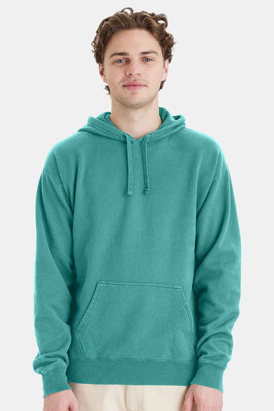 ComfortWash By Hanes GDH450 Mens Hooded Sweatshirt Hoodie w/ Pouch Pocket Spanish Moss Green Model Front