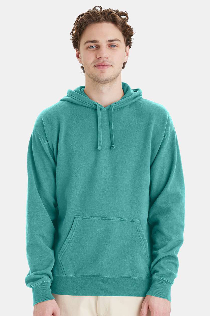ComfortWash By Hanes GDH450 Mens Hooded Sweatshirt Hoodie w/ Pouch Pocket Spanish Moss Green Model Front