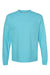 Comfort Colors 4410/C4410 Mens Long Sleeve Crewneck T-Shirt w/ Pocket Lagoon Blue Flat Front