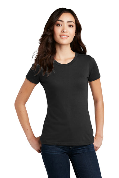 District DM108L Womens Perfect Blend Short Sleeve Crewneck T-Shirt Black Model Front