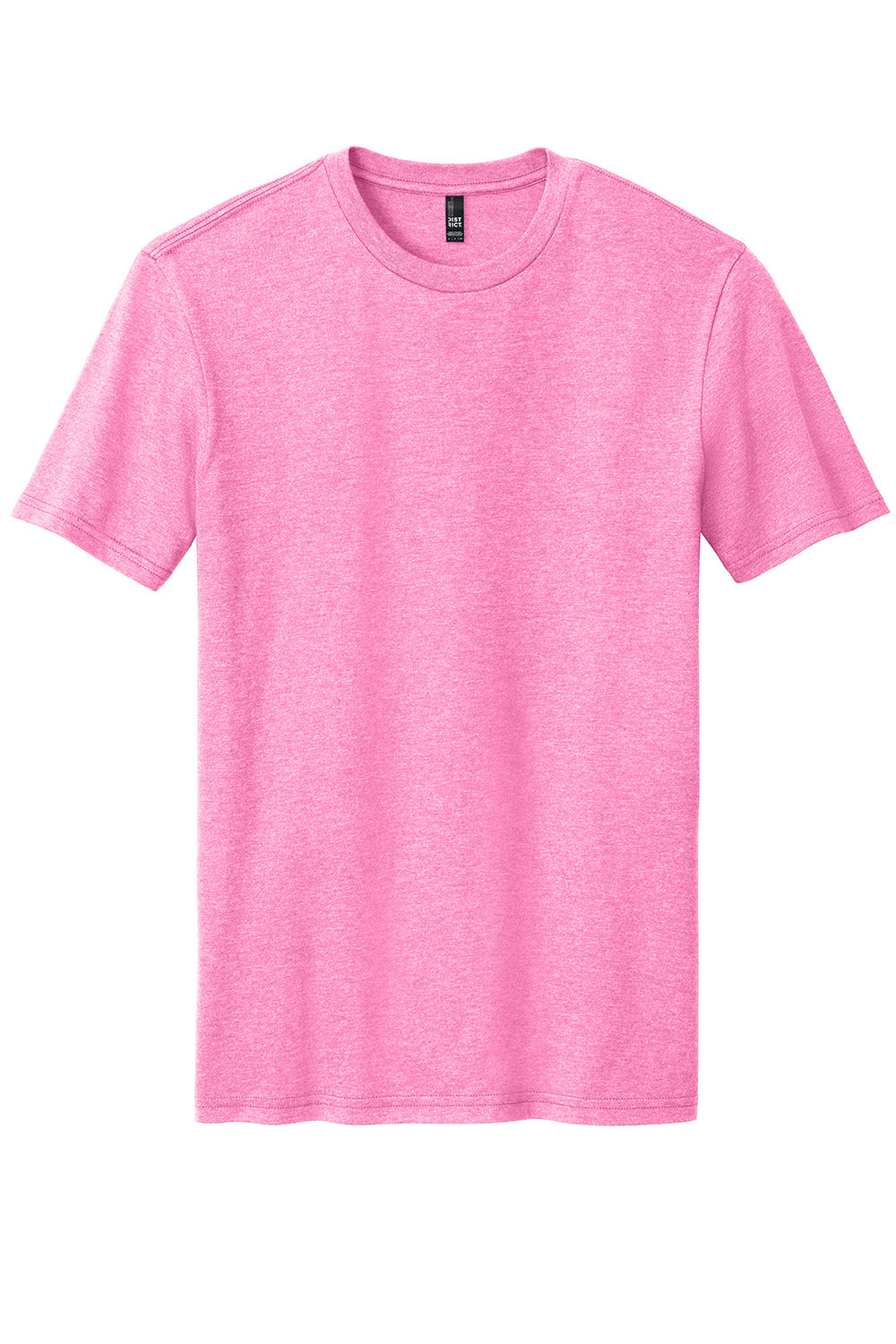 District DM108 Mens Perfect Blend Short Sleeve Crewneck T-Shirt Heather Awareness Pink Flat Front
