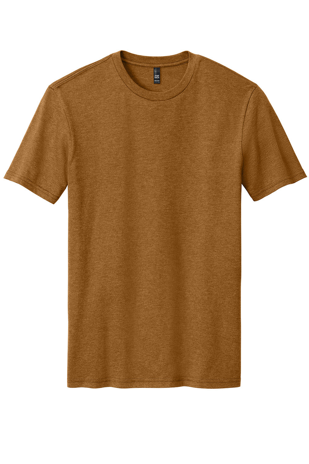 District DM108 Mens Perfect Blend Short Sleeve Crewneck T-Shirt Heather Duck Brown Flat Front