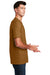 District DM108 Mens Perfect Blend Short Sleeve Crewneck T-Shirt Heather Duck Brown Model Side